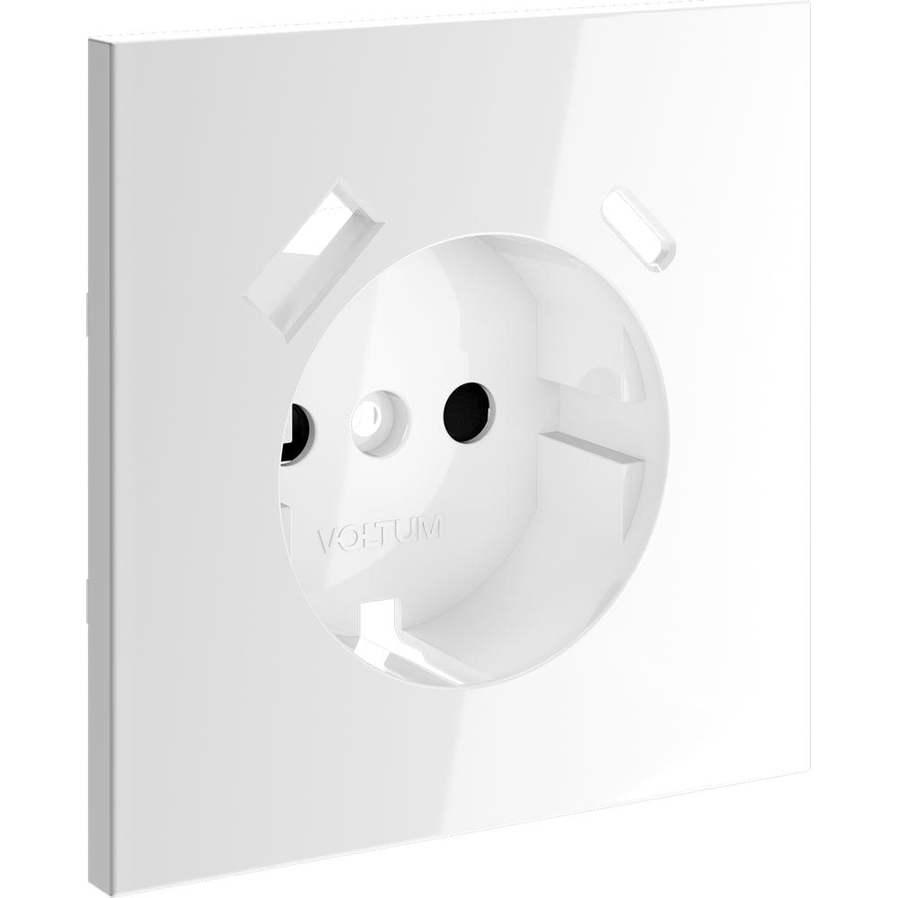 Накладка Voltum S70 для розетки с заземлением и защитными шторками, с USB A+C, белый глянцевый VLS001001