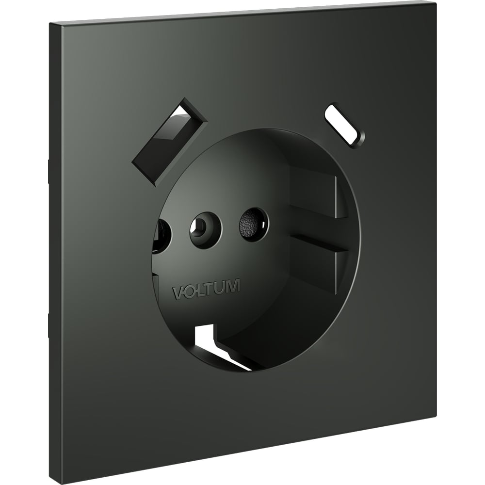 Накладка Voltum S70 для розетки с заземлением и защитными шторками, с USB A+C, титан VLS001006