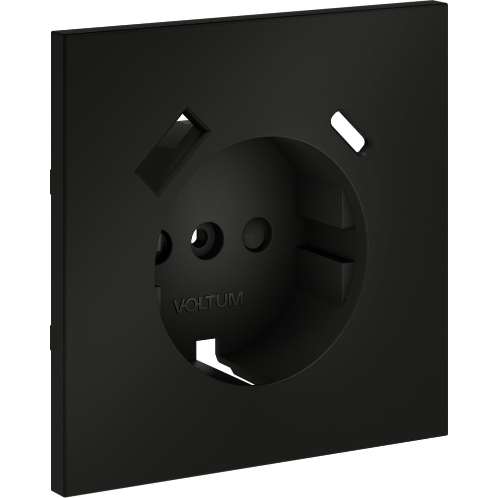 Накладка Voltum S70 для розетки с заземлением и защитными шторками, с USB A+C, черный матовый VLS001008