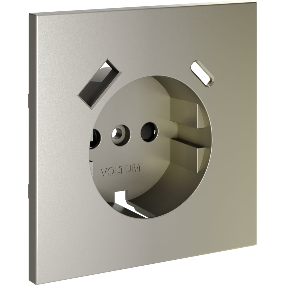 Накладка Voltum S70 для розетки с заземлением и защитными шторками, с USB A+C, шелк VLS001004