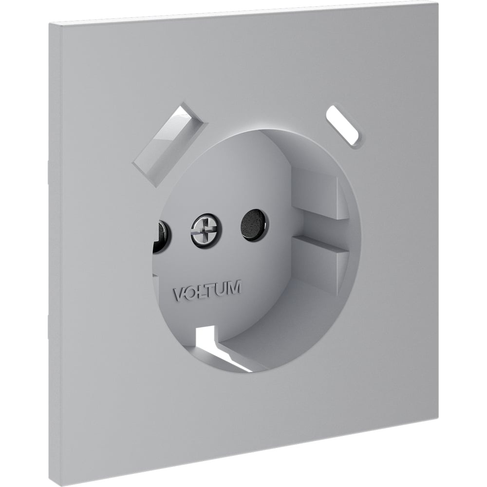 Накладка Voltum S70 для розетки с заземлением и защитными шторками, с USB A+C, серый VLS001016