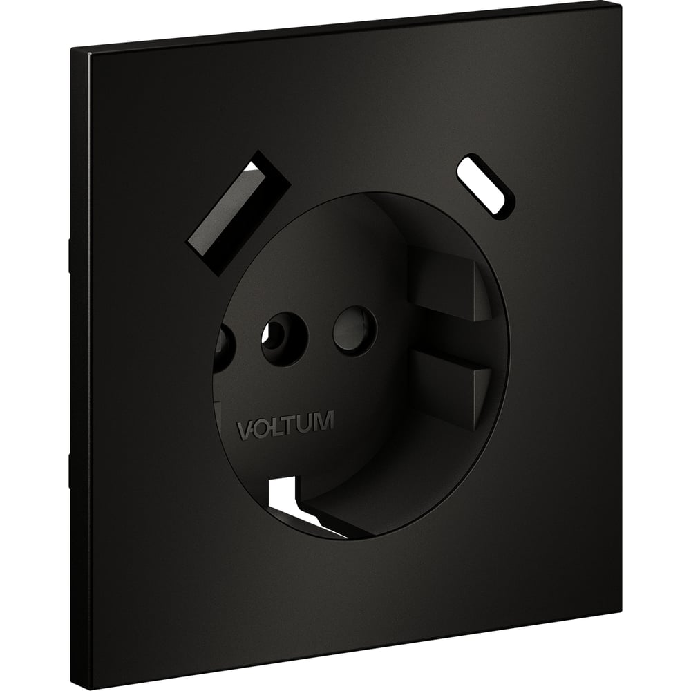Накладка Voltum S70 Metal для розетки с заземлением и защитными шторками, с USB A+C, антрацит VLSM001012