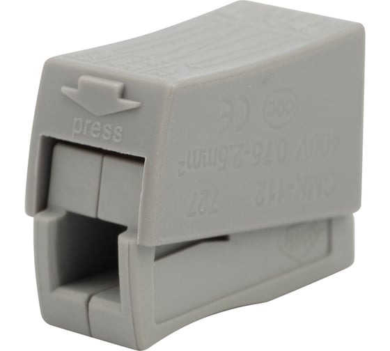 Изображение товара Строительно-монтажная клемма REXANT СМК 224-112 для светильника на 2 проводника (0,2-2,5)/(0,14-2,5) мм2, белая, 100 шт. 07-2411