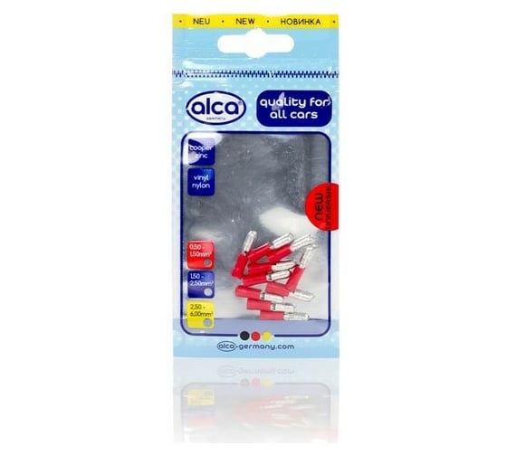 Изображение товара Штекерные наконечники Alca для подключения кабелей красные 6,35мм 10шт 631340