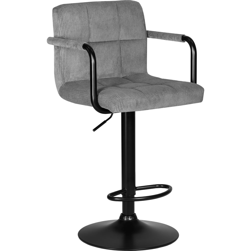 Стул барный DOBRIN KRUGER ARM BLACK (цвет сиденья серый вельвет (LAR-E2041-25), цвет основания черный) LM-5011_B-M_VV-LAR-E2041-25