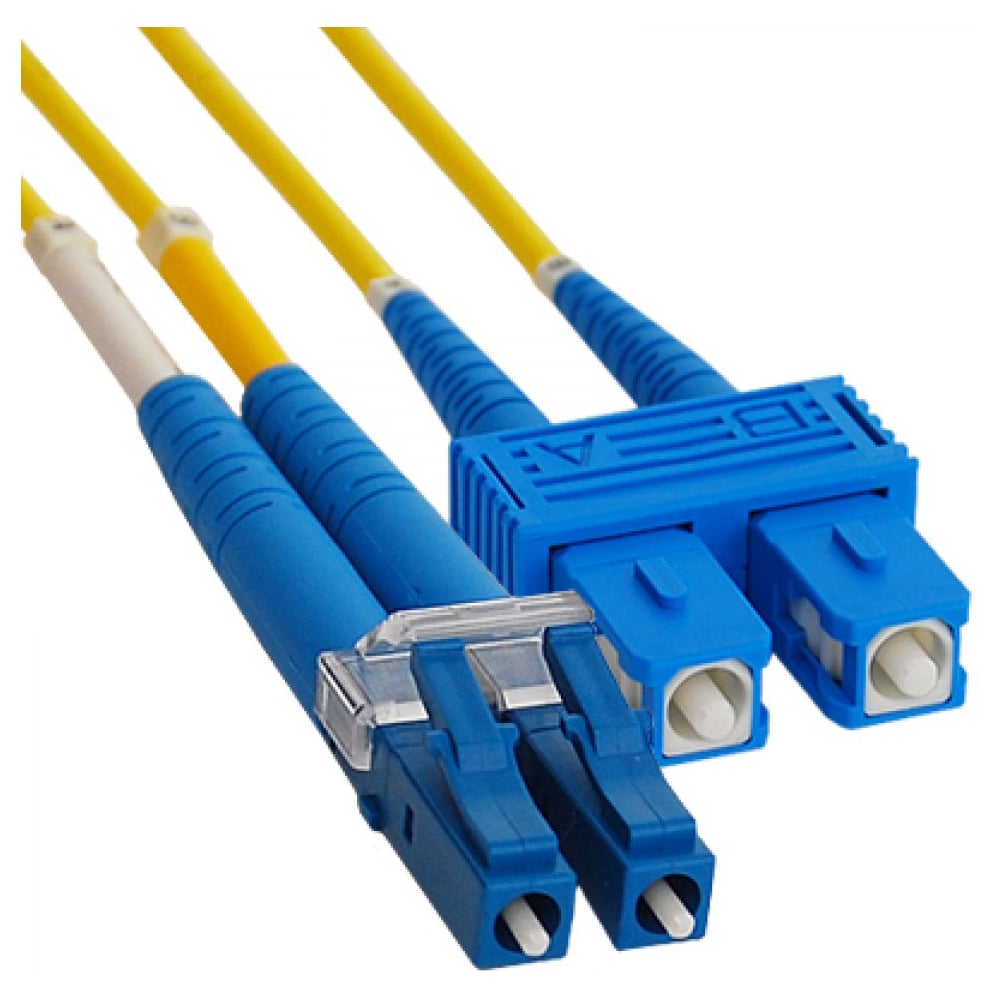 Патч-корд оптический SM 9/125 (OS2) REXANT LC/UPC–SC/UPC, дуплекс, LSZH, 1м 50-2409