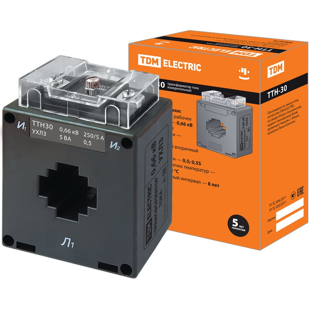 Изображение товара Трансформатор тока TDM ELECTRIC ТТН 30/250/5- 5VA/0,5-Р SQ1101-1081