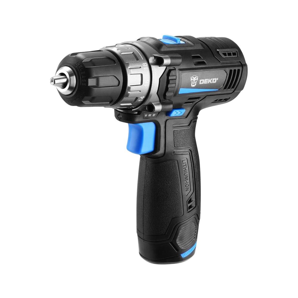 Изображение товара Аккумуляторная дрель-шуруповерт DEKO DKCD12V PRO, 12В, 1x1.5Ач 083-1003 Изображение товара Аккумуляторная дрель-шуруповерт DEKO DKCD12V PRO, 12В, 1x1.5Ач 083-1003
