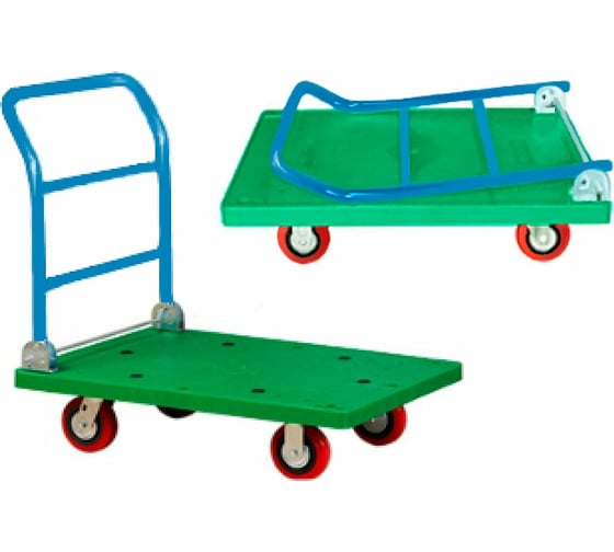 Изображение товара Платформенная пластиковая тележка с ручкой МосТележка 600x900 ТПР-9060