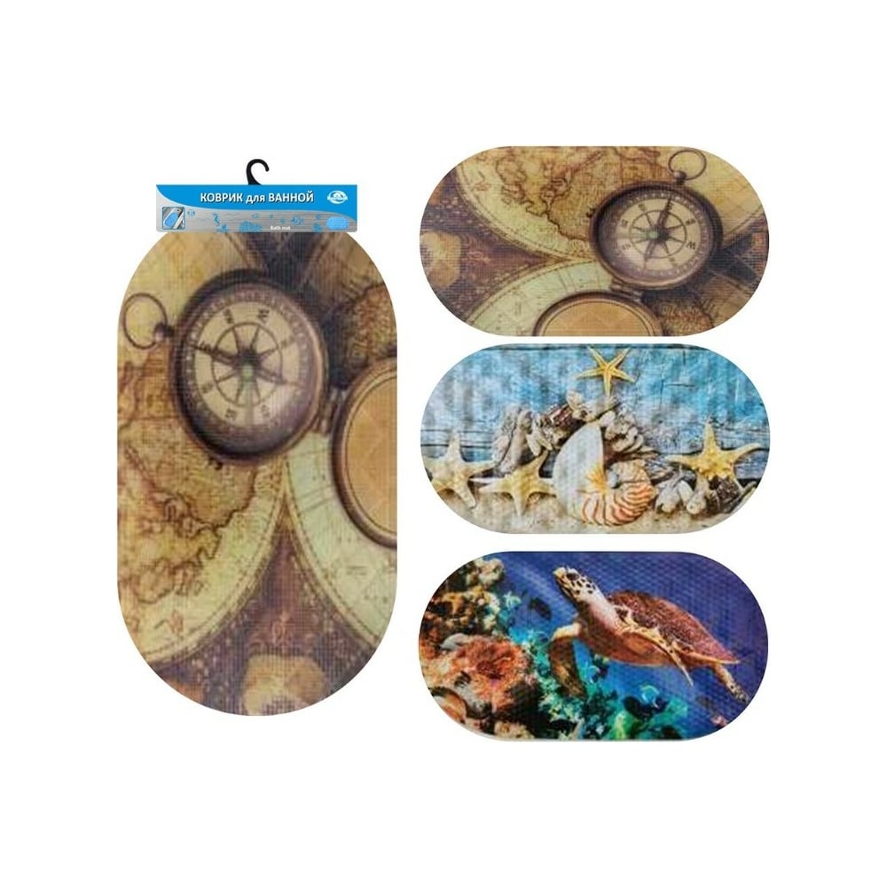 Изображение товара Коврик для ванной МУЛЬТИДОМ Принт 68х38 см NEW, противоскользящее покрытие