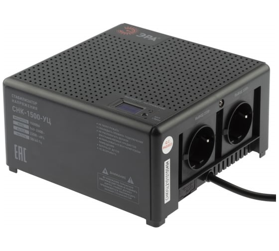Изображение товара Компактный универсальный стабилизатор напряжения ЭРА CНК-1500-УЦ 140-260В/220В, 1500ВА Б0051111