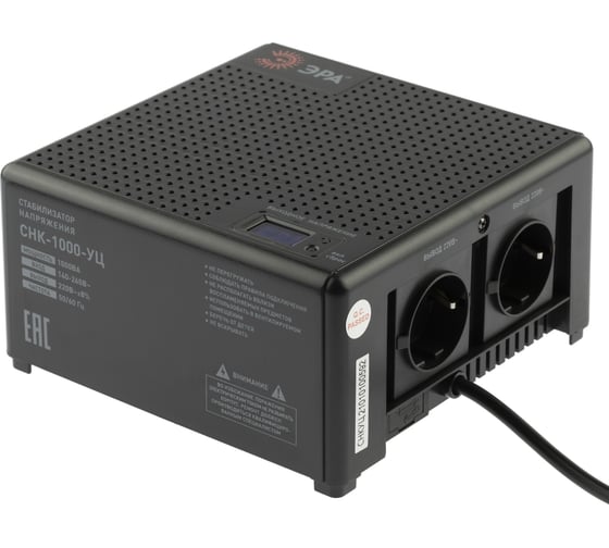 Изображение товара Компактный универсальный стабилизатор напряжения ЭРА CНК-1000-УЦ 140-260В/220В, 1000ВА Б0051110