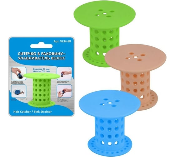 Изображение товара Ситечко МУЛЬТИДОМ улавливатель волос D 5,7 см VL34-98