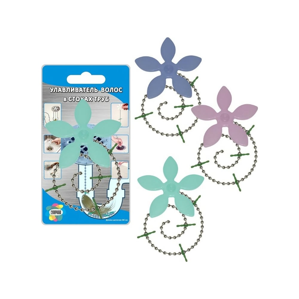 Изображение товара МУЛЬТИДОМ Улавливатель волос в стоках труб Пастель 34 100 VL34-102