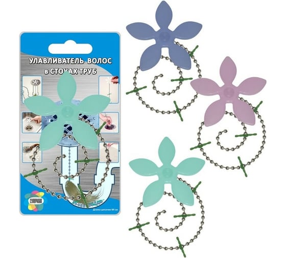 Изображение товара Улавливатель волос в стоках труб МУЛЬТИДОМ Пастель 34 100 VL34-102