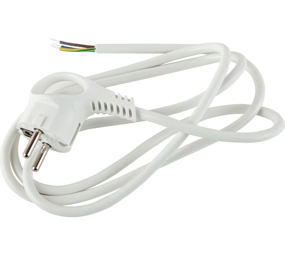 Изображение товара Шнур питания с вилкой ЭРА UX-3x0,75-3m-W с заземлением 3м ПВС 3x0,75мм2 белый Б0048692