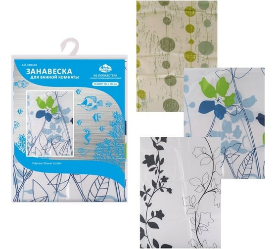Изображение товара Занавеска для ванной МУЛЬТИДОМ 180х180 см СН34-86