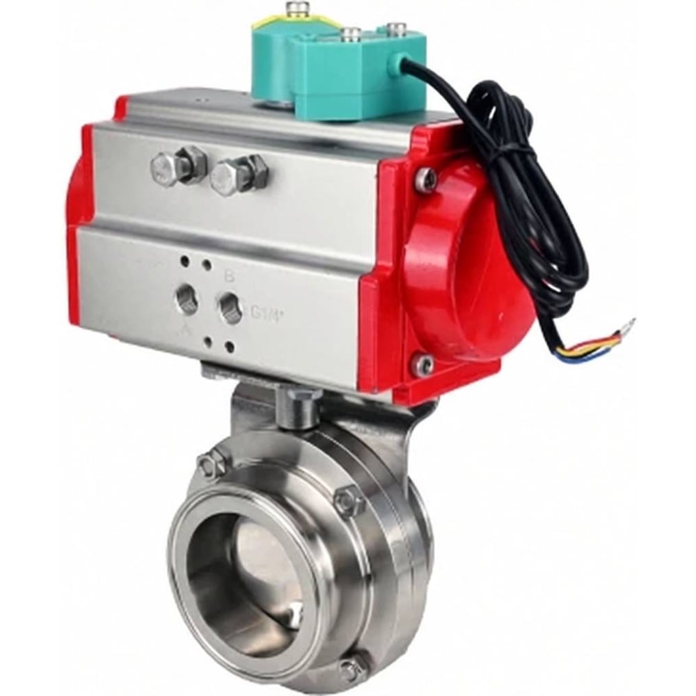 Затвор DN.ru дисковый 304-304-EPDM-2W-C-H Ду32 Ру10 кламповый, пищевая нерж. сталь, пневмопривод SA-065, МППП-200 D050-89944