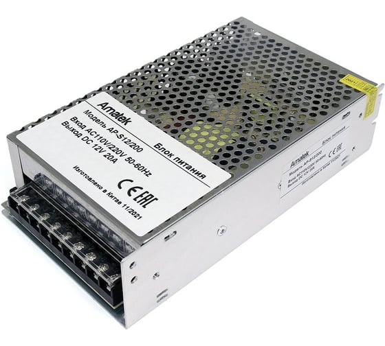 Изображение товара Блок питания Amatek AP-S12/200 12В/20А 7000611