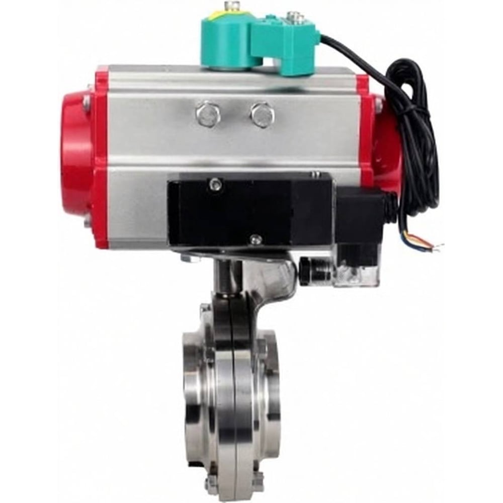 Затвор DN.ru дисковый 304-304-EPDM-2W- W-H Ду32 Ру10 под приварку, пищевая нерж.сталь, пневмопривод SA-065, пневмораспр. (2EM) 220VAC, МППП-200 D050-89359