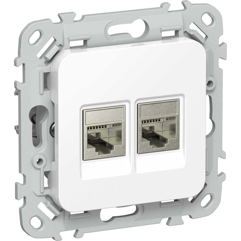 Розетка IEK FLITE 2-местная, компьютерная, RJ45, категория 5Е, STP РК5е-2-1-ФлБ белый FI-K21-1-K01