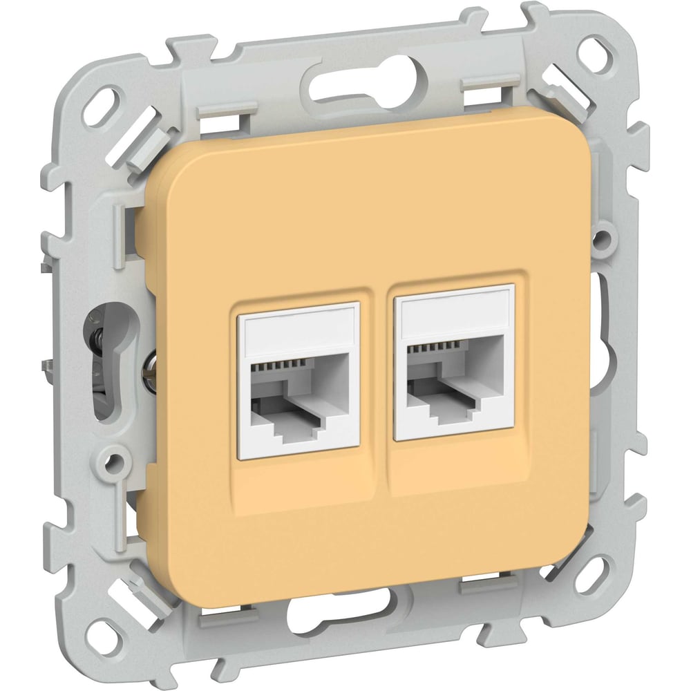 Розетка IEK FLITE 2-местная, компьютерная, RJ45, категория 5Е, UTP РК5е-2-0-ФлЗ золотарник FI-K22-1-K90