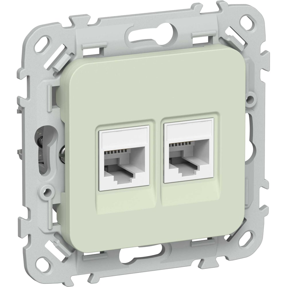 Розетка IEK FLITE 2-местная, компьютерная, RJ45, категория 6, UTP РК6-2-0-ФлП панг FI-K22-2-K92