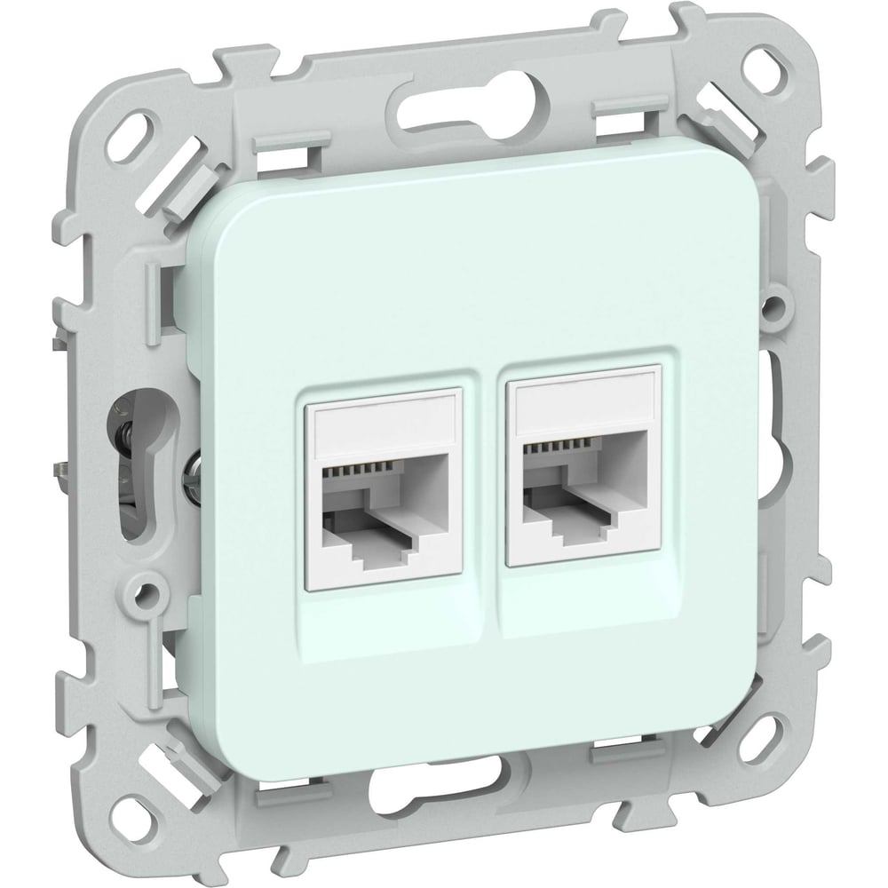 Розетка IEK FLITE 2-местная, компьютерная, RJ45, категория 6, UTP РК6-2-0-ФлХЛ холодный лед FI-K22-2-K94