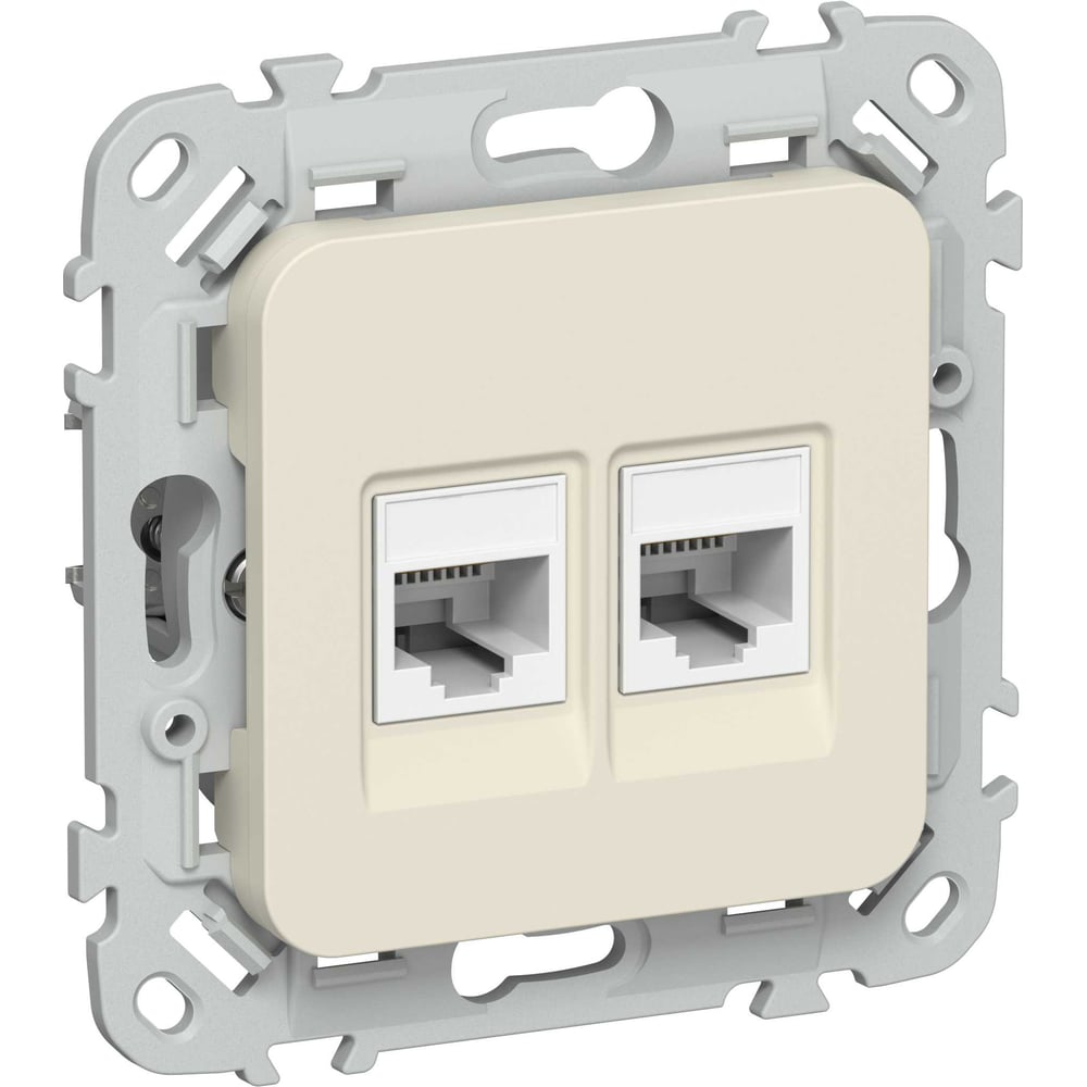 Розетка IEK FLITE 2-местная, компьютерная, RJ45, категория 6, UTP РК6-2-0-ФлСл сливочный FI-K22-2-K86