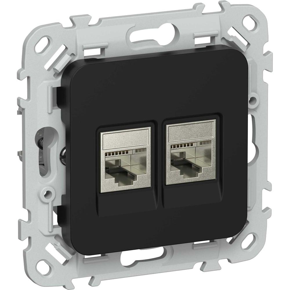 Розетка IEK FLITE 2-местная, компьютерная, RJ45, категория 5Е, STP РК5е-2-1-ФлЧ черный FI-K21-1-K02