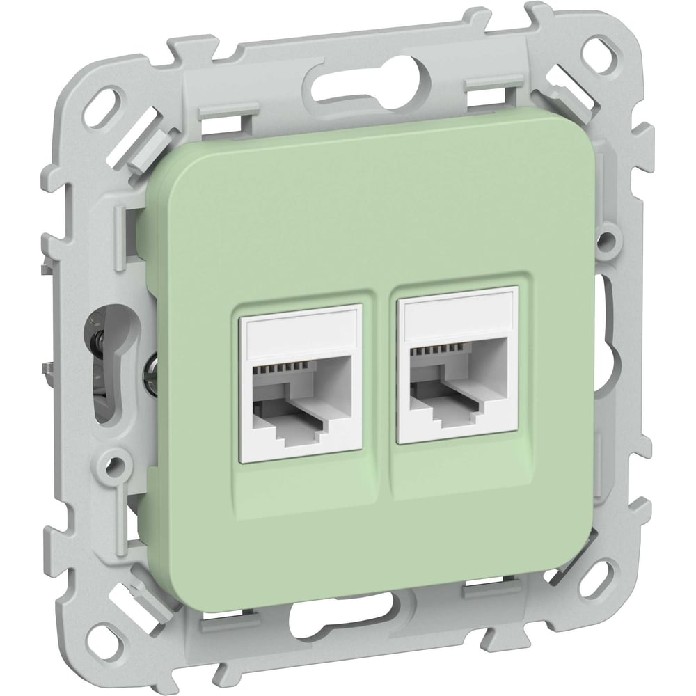 Розетка IEK FLITE 2-местная, компьютерная, RJ45, категория 5Е, UTP РК5е-2-0-ФлФ фисташковый FI-K22-1-K93