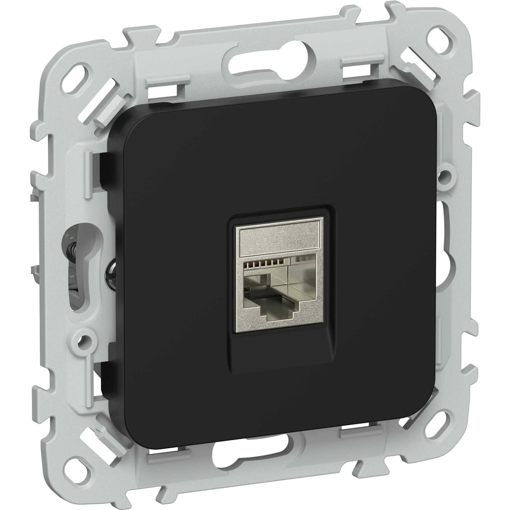 Розетка IEK FLITE компьютерная, RJ45, категория 6, STP РК6-1-1-ФлЧ черный FI-K11-2-K02