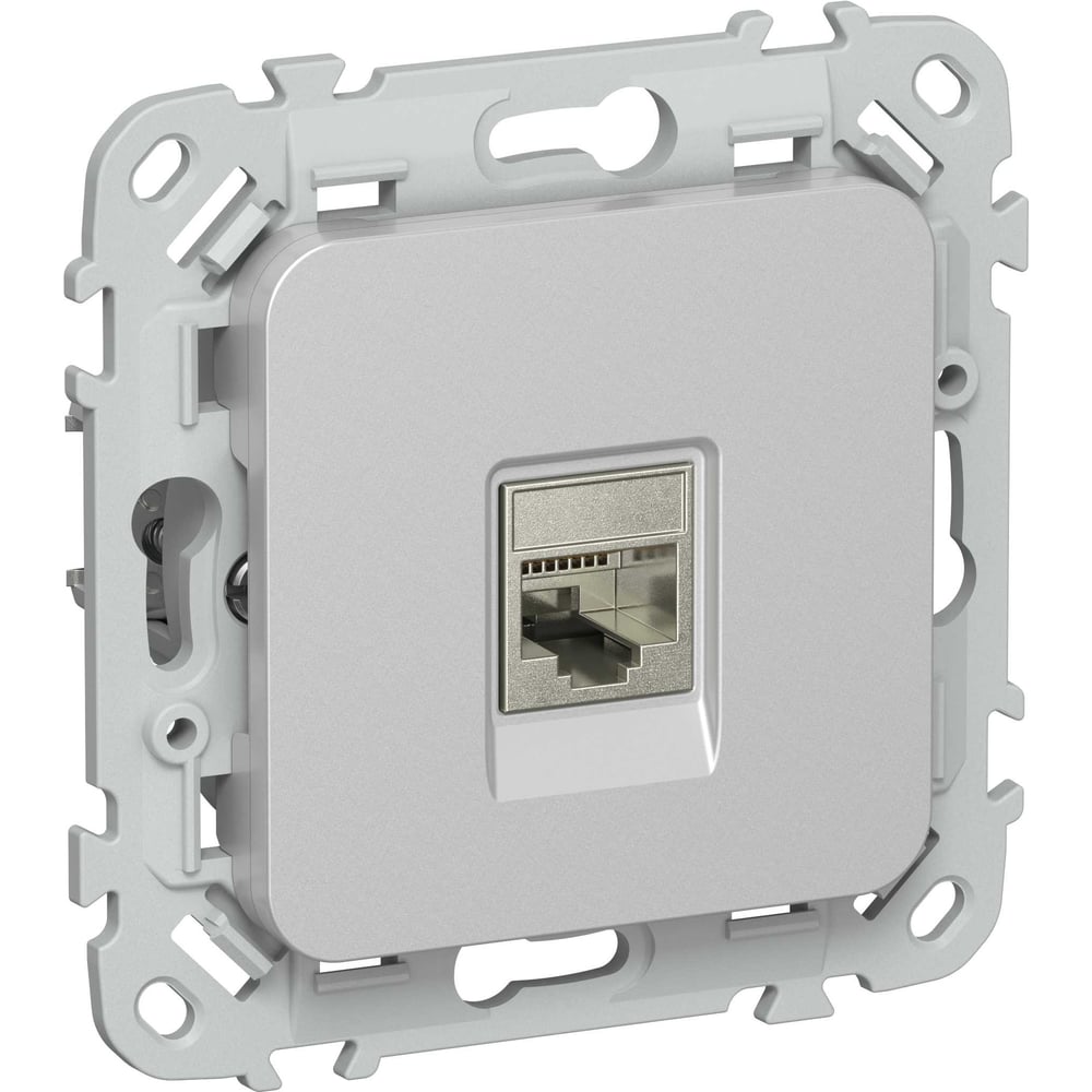 Розетка IEK FLITE компьютерная, RJ45, категория 6, STP РК6-1-1-ФлА алюминий FI-K11-2-K47