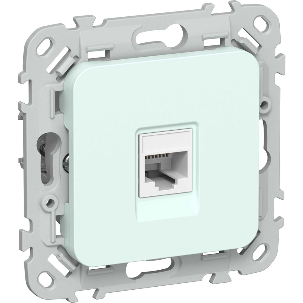 Розетка IEK FLITE компьютерная, RJ45, категория 6, UTP РК6-1-0-ФлХЛ холодный лед FI-K12-2-K94