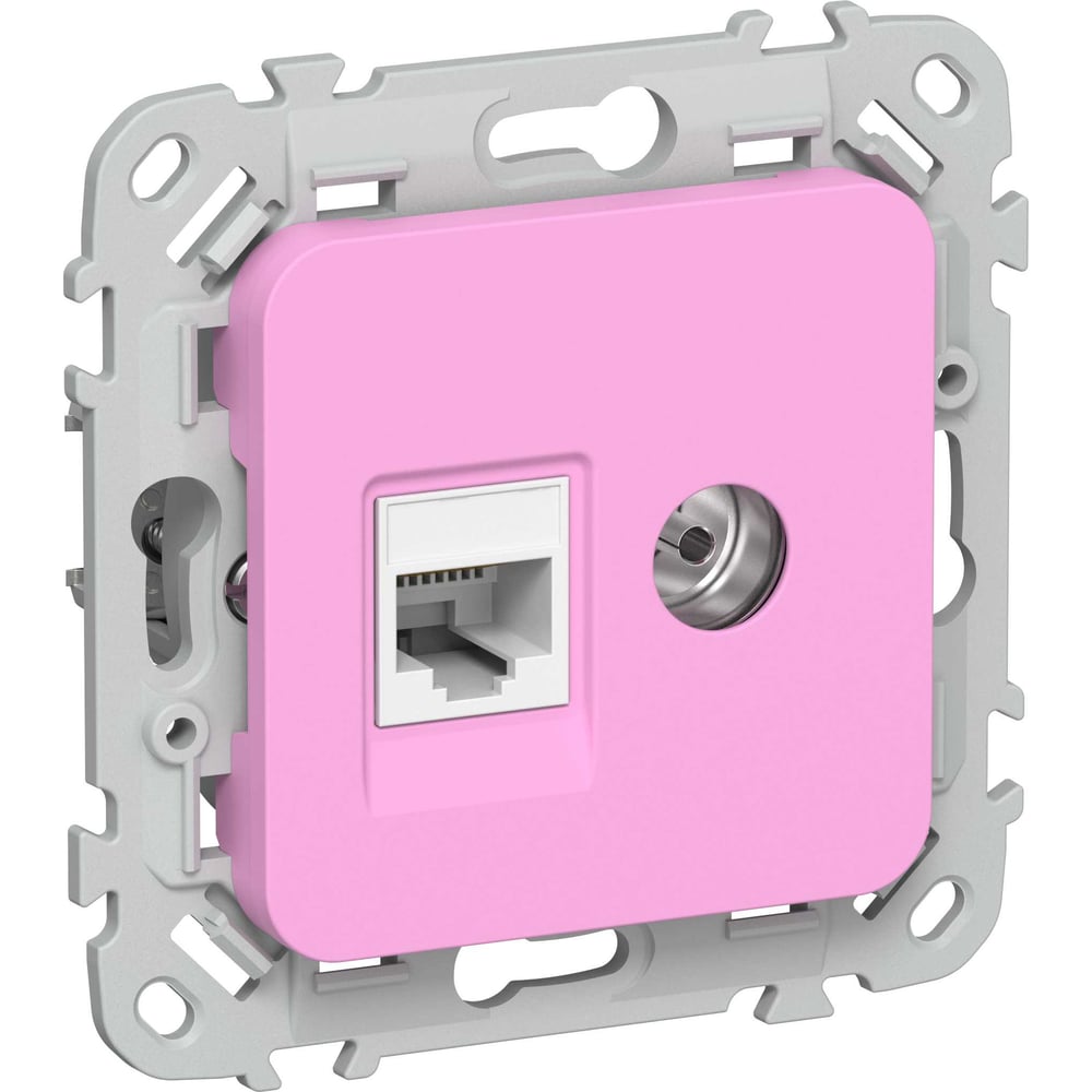 Розетка IEK FLITE 2-местная, RJ45/TV, категория 5Е, UTP РКТВ5е-2-0-ФлПр пурпурный FI-AK22-1-K99