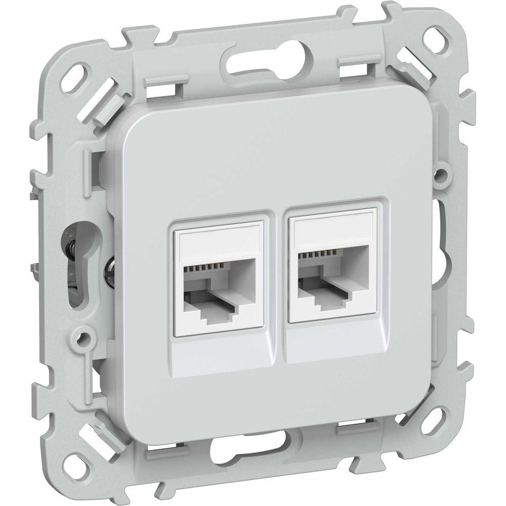 Розетка IEK FLITE 2-местная, RJ45/RJ11, категория 5Е/3, UTP РКТ5е/3-2-0-ФлЖ жемчуг FI-KT22-1-K36