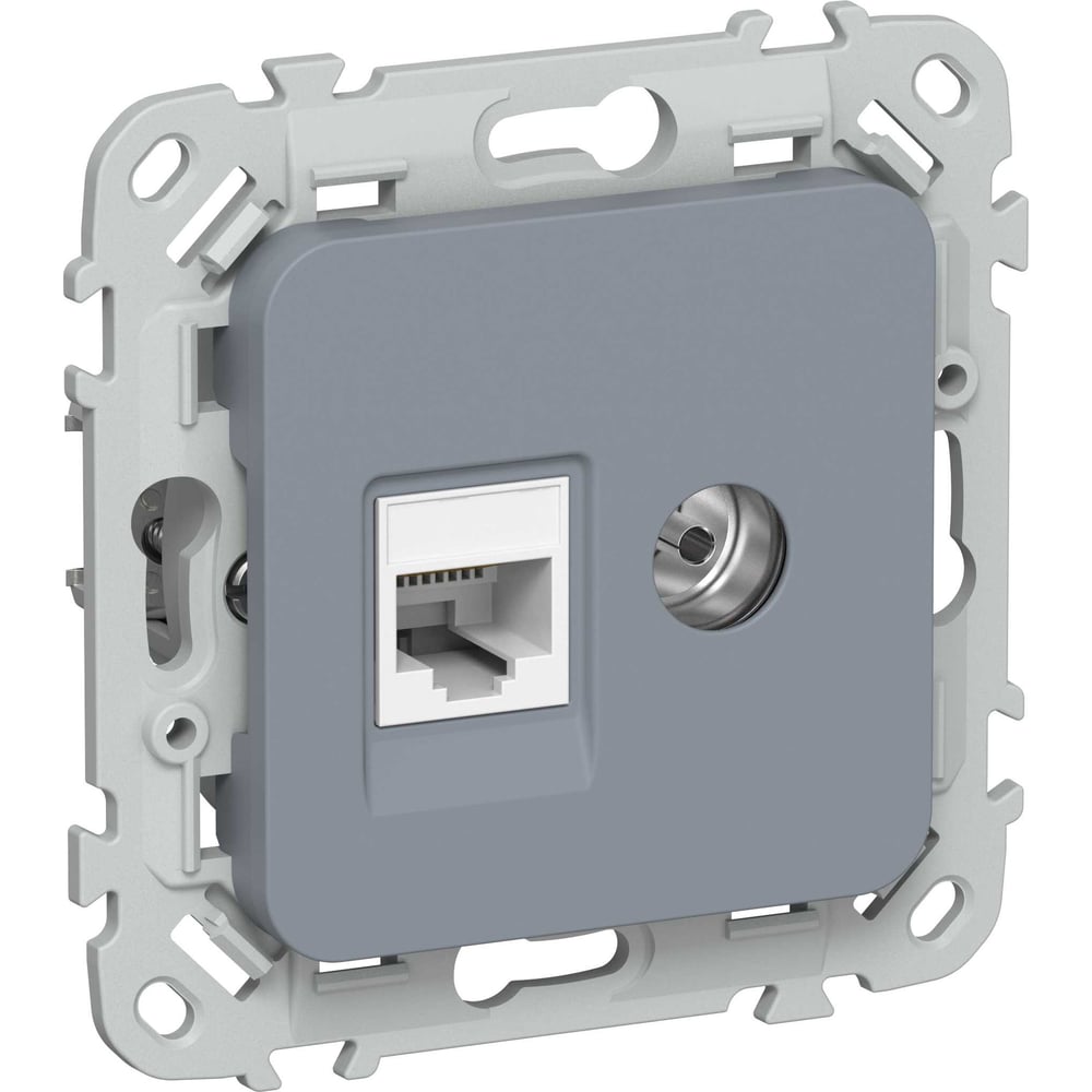 Розетка IEK FLITE 2-местная, RJ45/TV, категория 5Е, UTP РКТВ5е-2-0-ФлМ маренго FI-AK22-1-K35