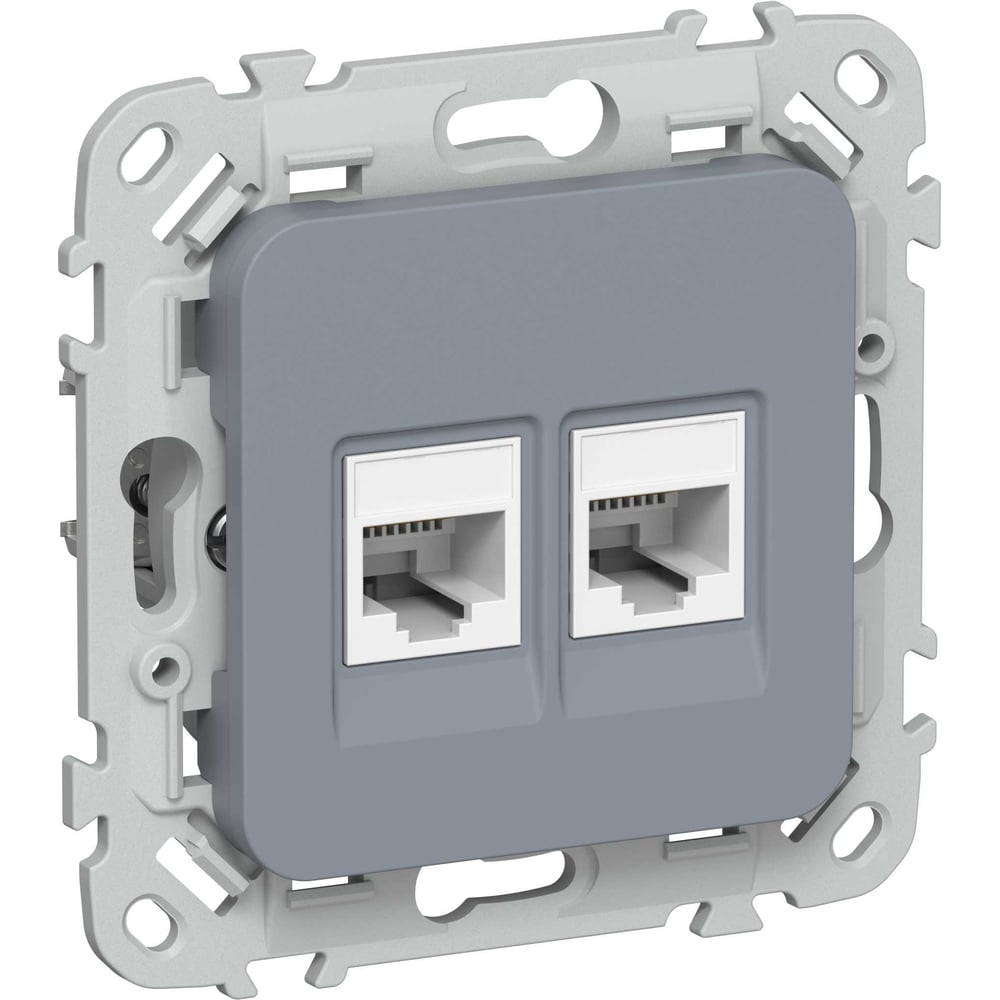 Розетка IEK FLITE 2-местная, RJ45/RJ11, категория 5Е/3, UTP РКТ5е/3-2-0-ФлМ маренго FI-KT22-1-K35