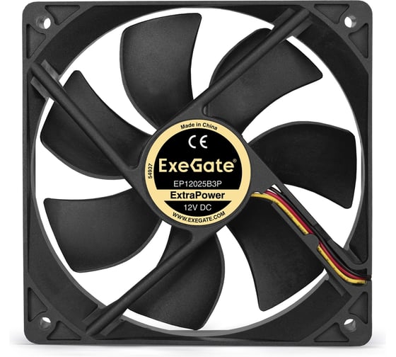 Изображение товара Вентилятор ExeGate ExtraPower EP12025B3P двойной шарикоподшипник 3pin 1600RPM 25dBA 283386