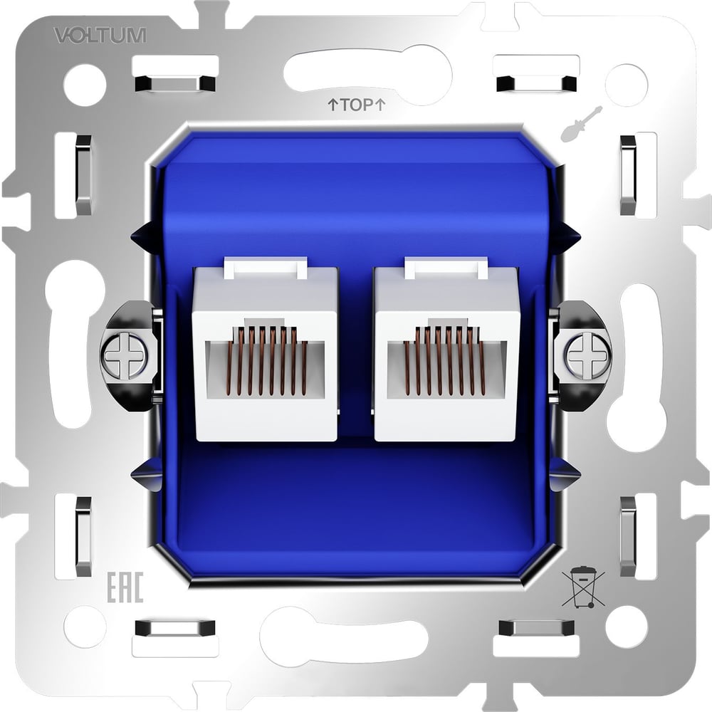 Механизм компьютерной розетки двойной Voltum S70 RJ45+RJ45 кат.6 VLS0602M