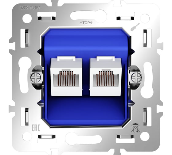 Изображение товара Механизм компьютерной розетки двойной Voltum S70 RJ45+RJ45 кат.6 VLS0602M