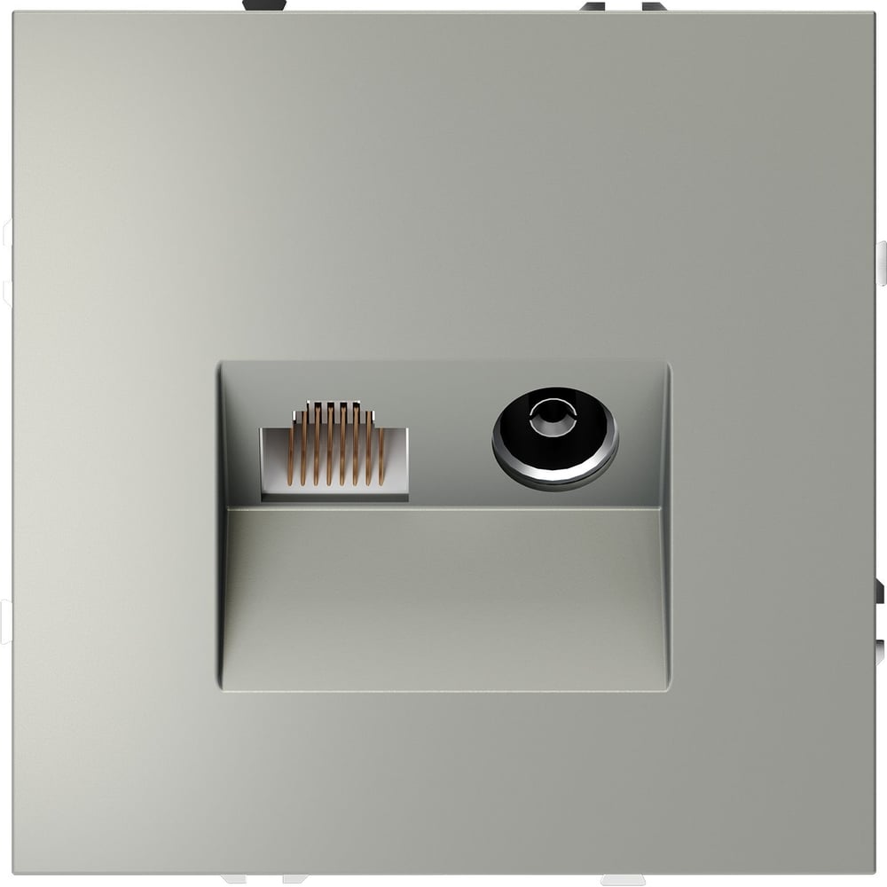 Розетка телевизионная встраиваемая Voltum S70 TV+RJ45 кат. 6, сталь VLS060705