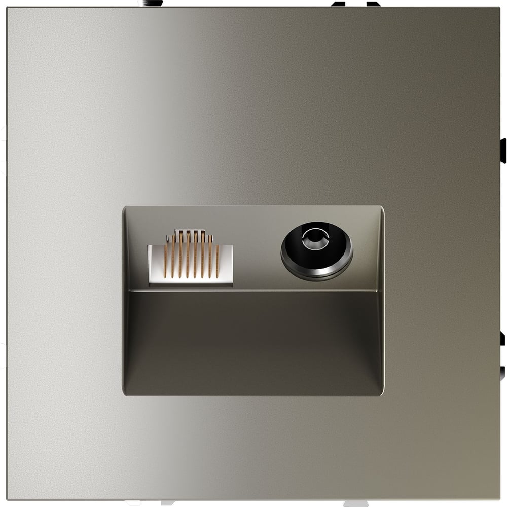 Розетка телевизионная встраиваемая Voltum S70 TV+RJ45 кат. 6, шелк VLS060704
