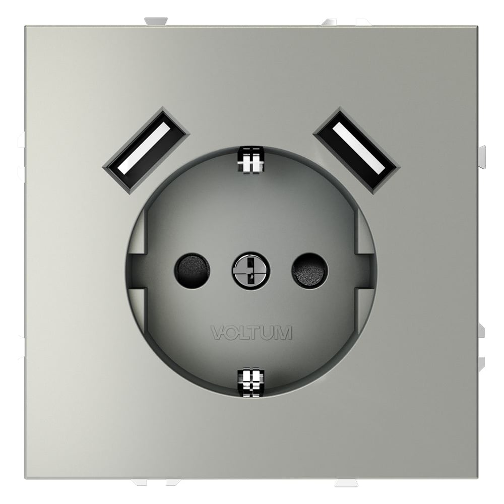 Изображение товара Встраиваемая розетка Voltum S70 с USB и заземлением, IP30, 16А Изображение товара Встраиваемая розетка Voltum S70 с USB и заземлением, IP30, 16А