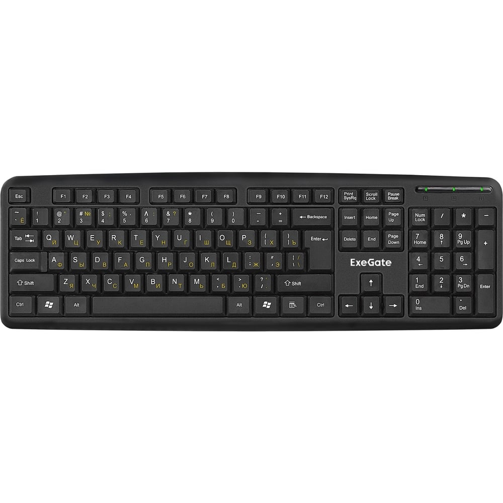 Клавиатура ExeGate Professional Standard LY-331L2 USB, полноразмерная, влагозащищенная, 104кл., Enter большой, длина кабеля 2,2м, черная, Color Box 279938