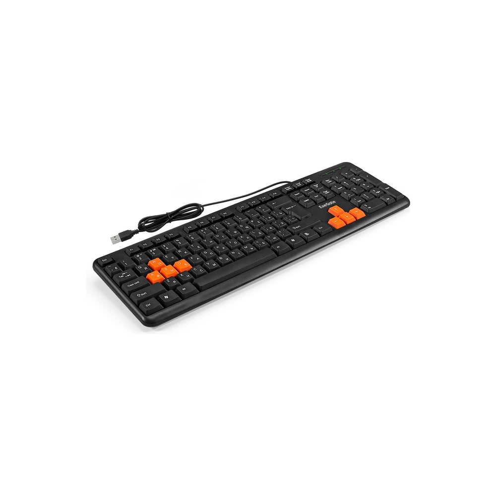 Изображение товара Клавиатура ExeGate Professional Standard LY-403 USB, полноразмерная, влагозащищенная, 104кл., Enter большой, 8 оранжевых клавиш, длина кабеля 1,35м, черная, Colo 264080