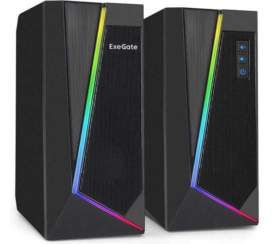 Изображение товара Акустическая система ExeGate Color Box 2.0 Accord 240 питание USB, 2x3Вт 6Вт RMS, 60-20000Гц, цвет черный, RGB подсветка 289688