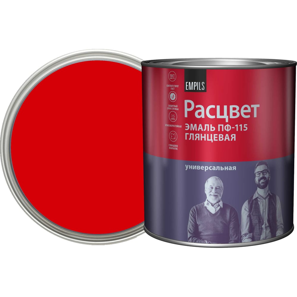 Изображение товара Эмаль Расцвет ПФ-115 красная 2.7 кг для внутренних и наружных работ