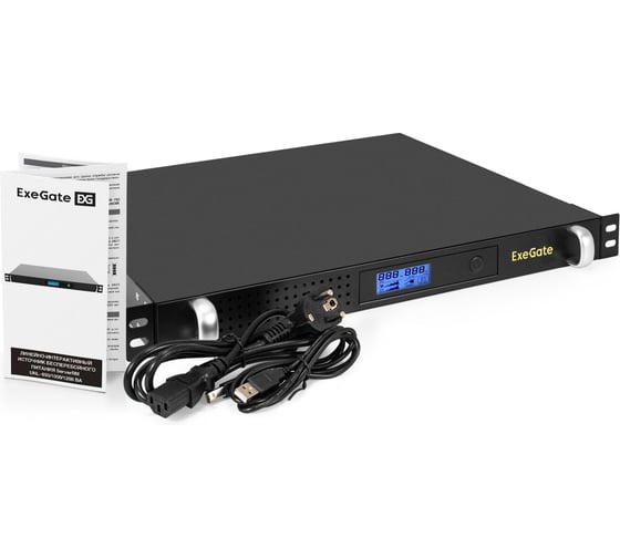 Изображение товара Источник бесперебойного питания ExeGate 1U ServerRM UNL-1000.LCD.AVR.6C13.RJ.USB.1U 1000VA/600W, LCD, AVR, 6 C13, RJ, USB, 1U, установка в стойку, Black 297834