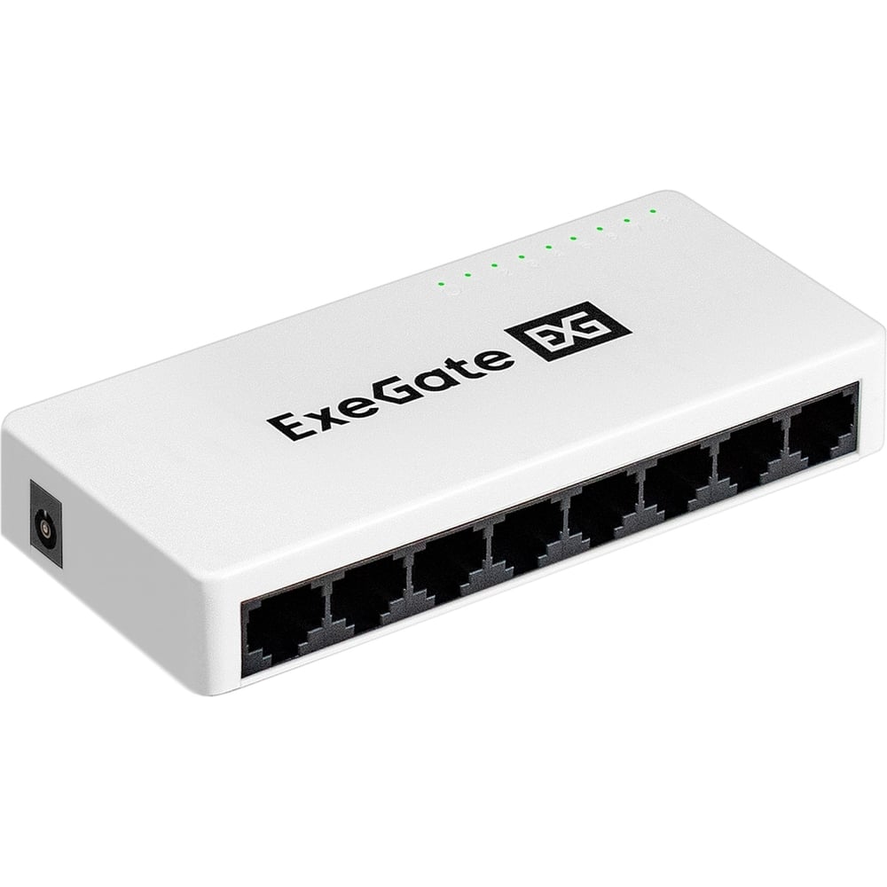 Изображение товара Коммутатор неуправляемый ExeGate EDES-1008C 8-портовый UTP 10/100Mbps, с функцией энергосбережения Green Ethernet Technology, настольный/настенный 298686